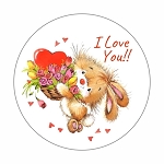I Love You Bunny & Flowers Round Dot Stickers Set